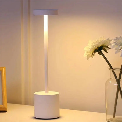 Contemporary Touch-Control LED Table Lamp, Rechargeable Portable Ambient Light for Home, Living Room, and Bedroom Decor