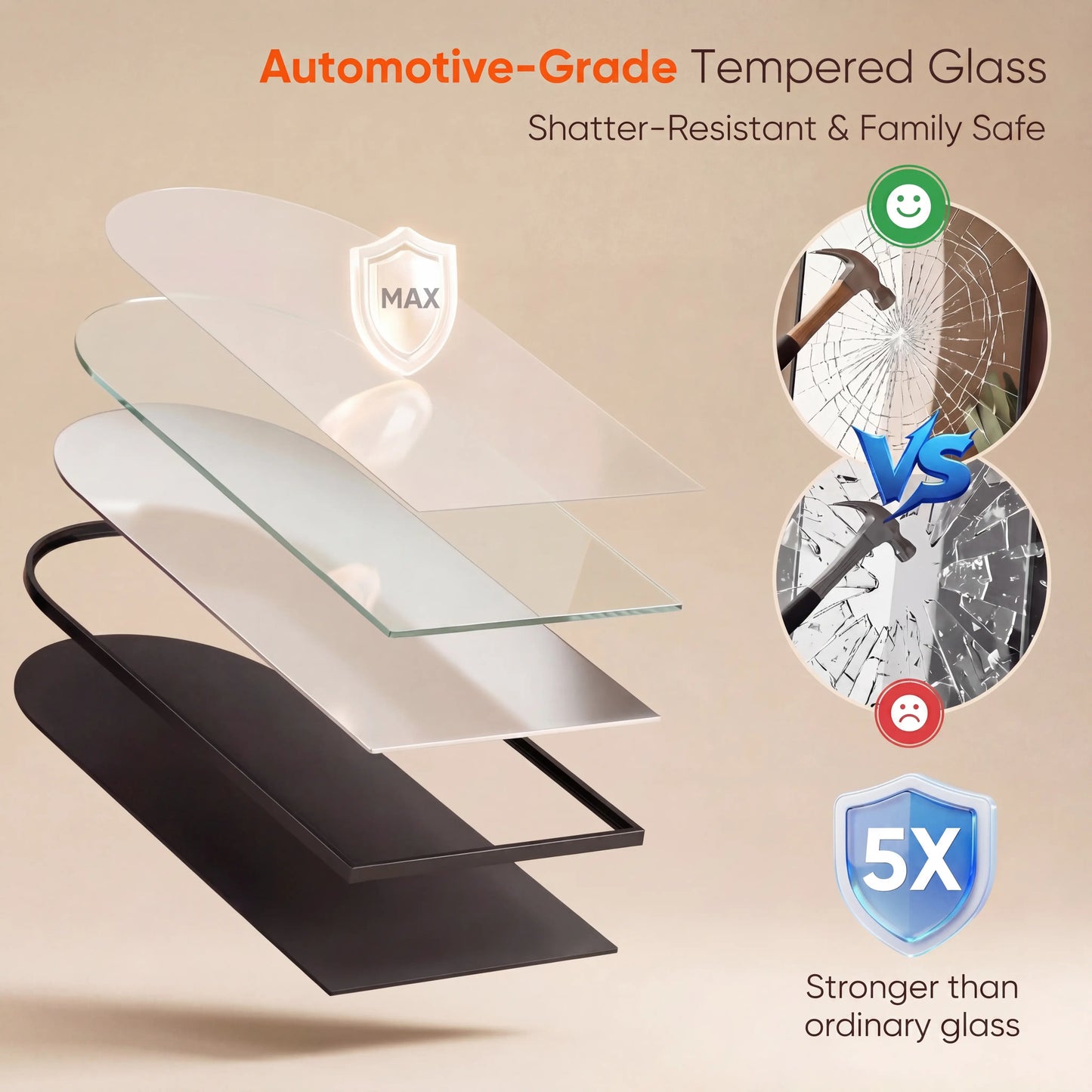 Antok 81" x 41" Arched Full-Length Floor Mirror with Stand, Aluminum Frame, Shatterproof Nano Glass, Modern Home Decor, Gold/Black Rounded Finish