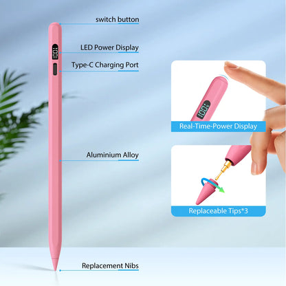 MEKO LED Stylus Pen for iPad (10th/9th/8th/7th/6th Gen), Pro (11"/12.9" M4), Air (5/4/3 M2), Mini (6/5) - Fast Charging, Palm Rejection, Tilt Sensitivity with LED Power Indicator