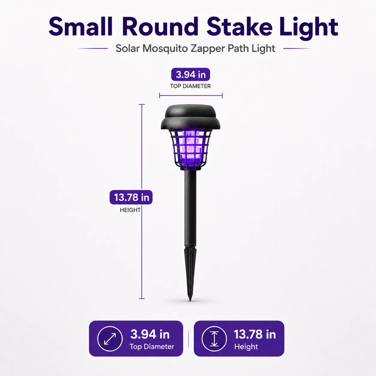 Solar-Powered Mosquito Zapper & Garden Stake Light – Dual Mode Insect Killer & Pathway Illumination, Weather Resistant, Easy Setup, Available in Round & Square Designs