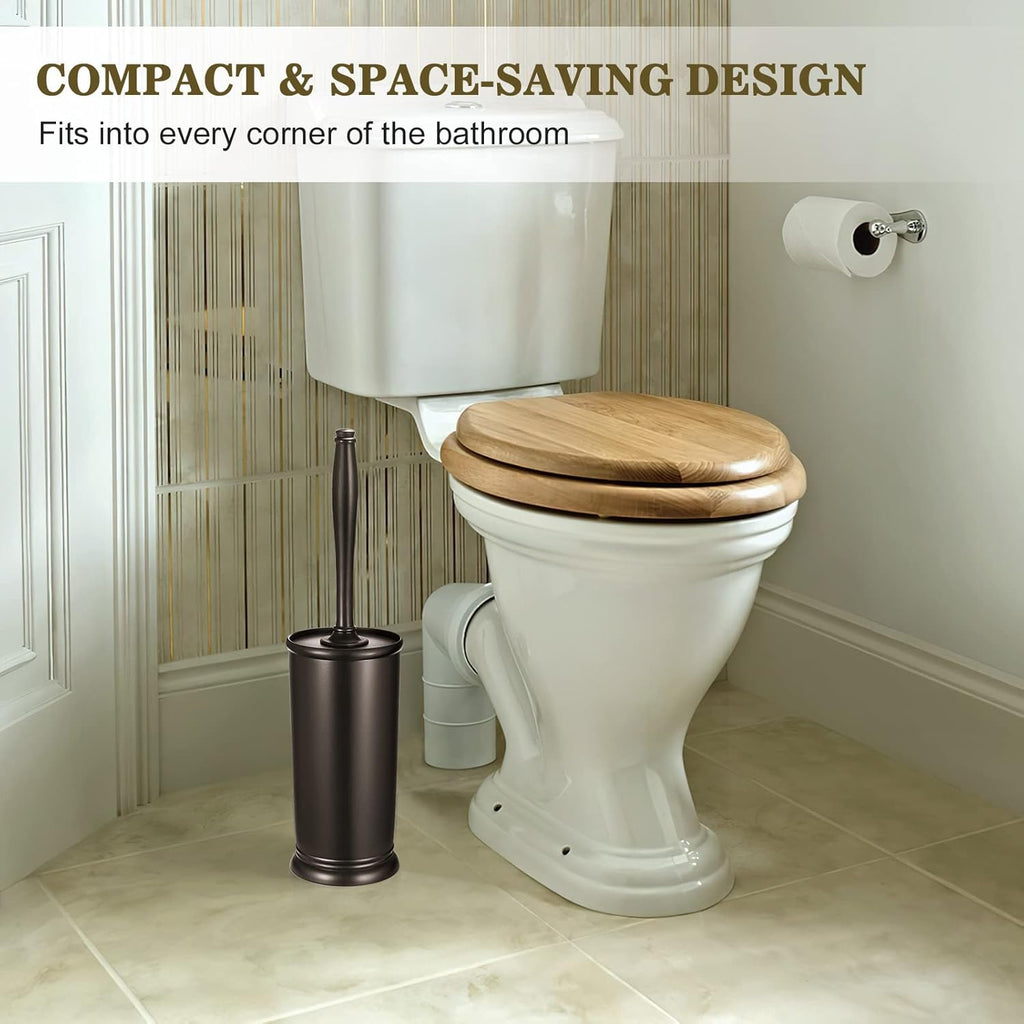 Toilet Bowl Brush Holder Set: Elegant Bronze Toilet Scrubber and Caddy for Deep Cleaning and Decorative Bathroom Accessories