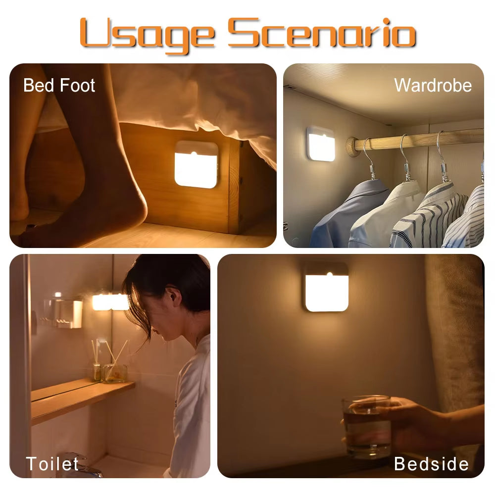 Rechargeable Wireless LED Motion Sensor Night Light - Perfect for Cabinets, Wardrobes, and Staircases