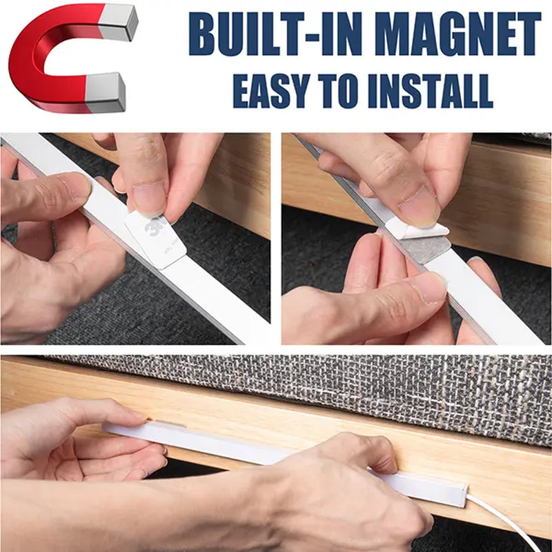 USB LED Under-Cabinet Lighting - Tool-Free Magnetic Installation in 1 Minute, Sleek 0.3-Inch Profile for Kitchen and Workspace