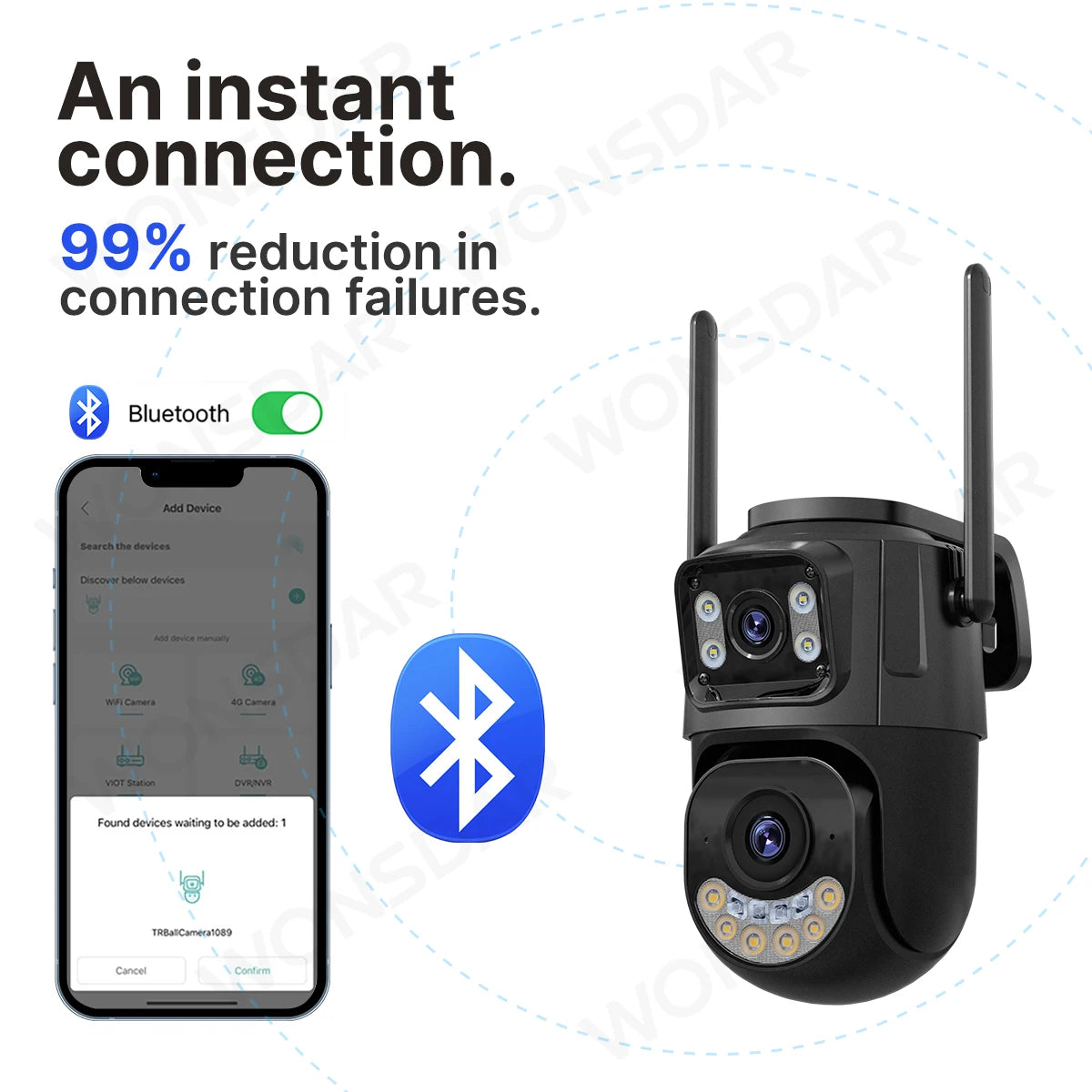 High-Performance Dual Lens PTZ Wifi Security Camera - Auto Tracking Outdoor CCTV with 2.4Ghz & 5Ghz Connectivity