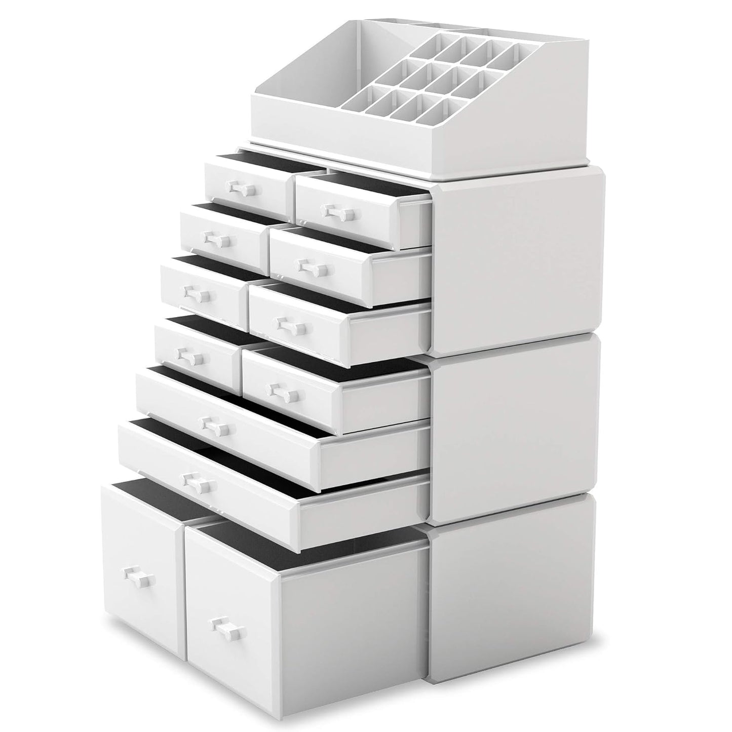 Cosmetic Organizer with 12 Drawer Storage System in White
