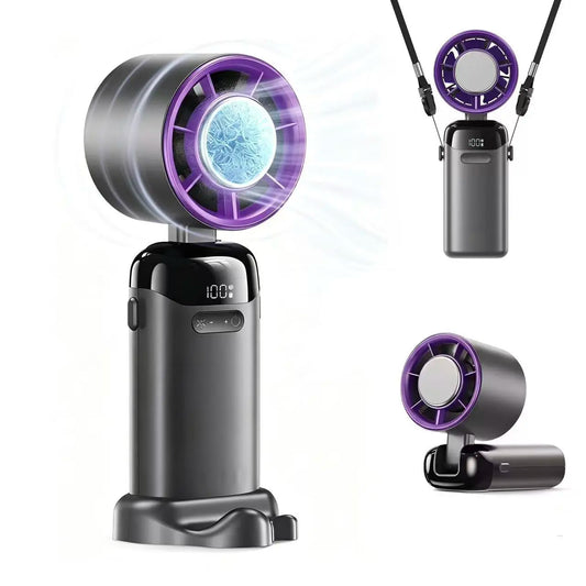 Upgraded 4-in-1 Portable Turbo Fan with 199 Speed Settings, 21500 RPM, Enhanced Battery Life, Digital Display, 120° Rotation, USB Charging, Ideal for Travel and Office Use