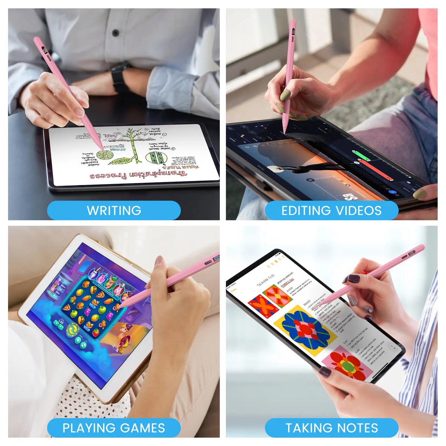 MEKO LED Stylus Pen for iPad (10th/9th/8th/7th/6th Gen), Pro (11"/12.9" M4), Air (5/4/3 M2), Mini (6/5) - Fast Charging, Palm Rejection, Tilt Sensitivity with LED Power Indicator