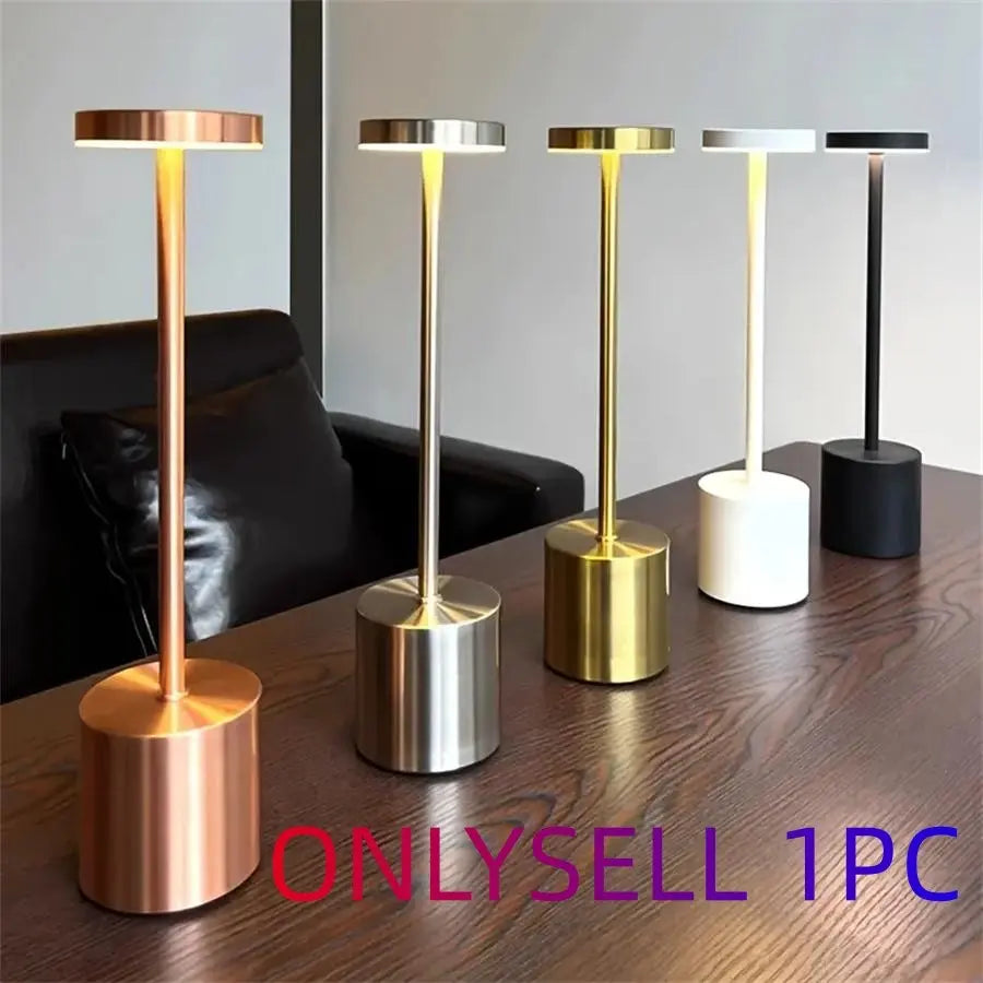 Contemporary Touch-Control LED Table Lamp, Rechargeable Portable Ambient Light for Home, Living Room, and Bedroom Decor
