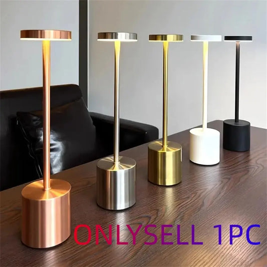 Contemporary Touch-Control LED Table Lamp, Rechargeable Portable Ambient Light for Home, Living Room, and Bedroom Decor