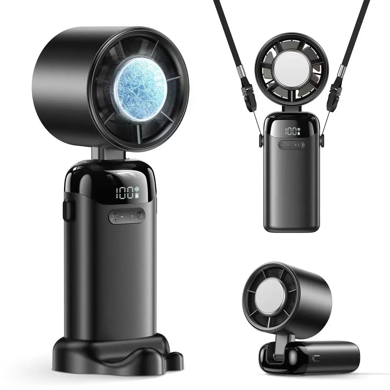 Upgraded 4-in-1 Portable Turbo Fan with 199 Speed Settings, 21500 RPM, Enhanced Battery Life, Digital Display, 120° Rotation, USB Charging, Ideal for Travel and Office Use