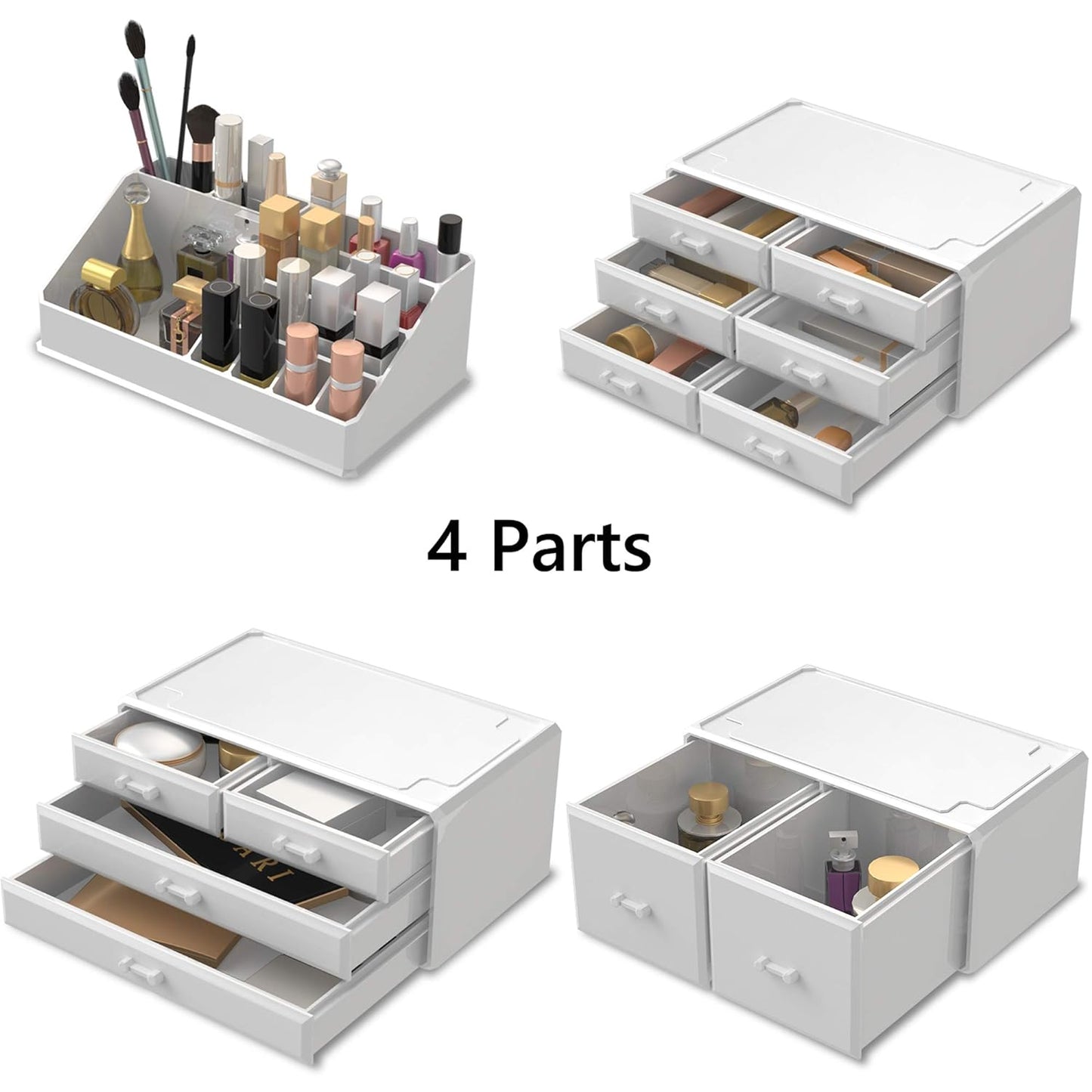 Cosmetic Organizer with 12 Drawer Storage System in White