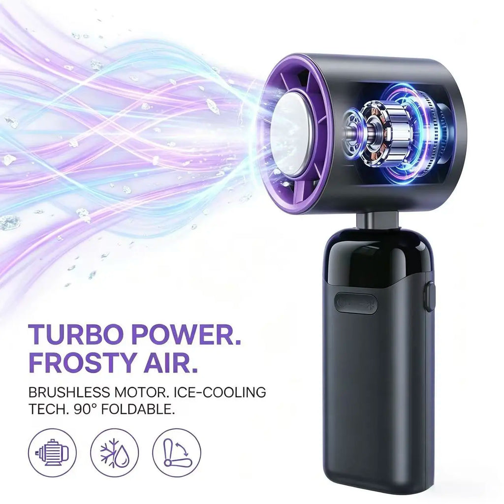 Upgraded 4-in-1 Portable Turbo Fan with 199 Speed Settings, 21500 RPM, Enhanced Battery Life, Digital Display, 120° Rotation, USB Charging, Ideal for Travel and Office Use