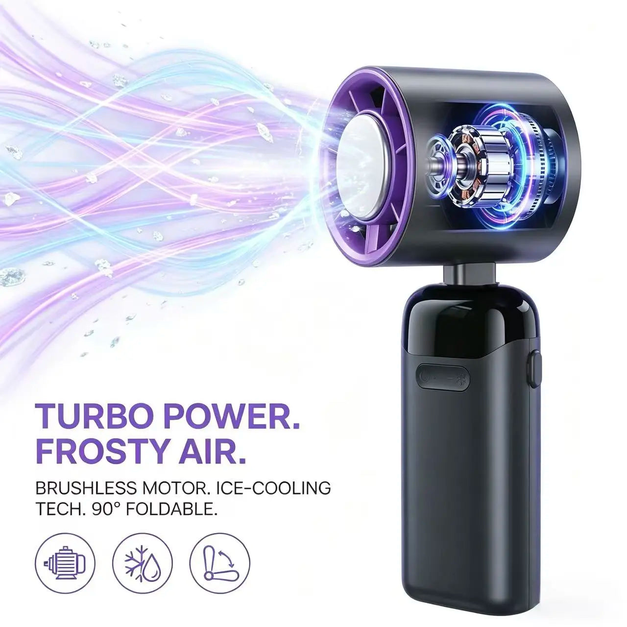 Upgraded 4-in-1 Portable Turbo Fan with 199 Speed Settings, 21500 RPM, Enhanced Battery Life, Digital Display, 120° Rotation, USB Charging, Ideal for Travel and Office Use