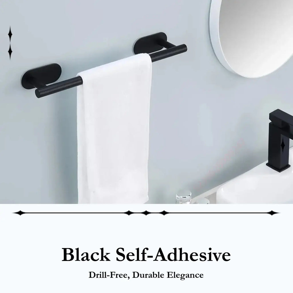 Stainless Steel Wall-Mounted Towel Rack - No Drilling Required, Essential Bathroom Organizer and Accessory