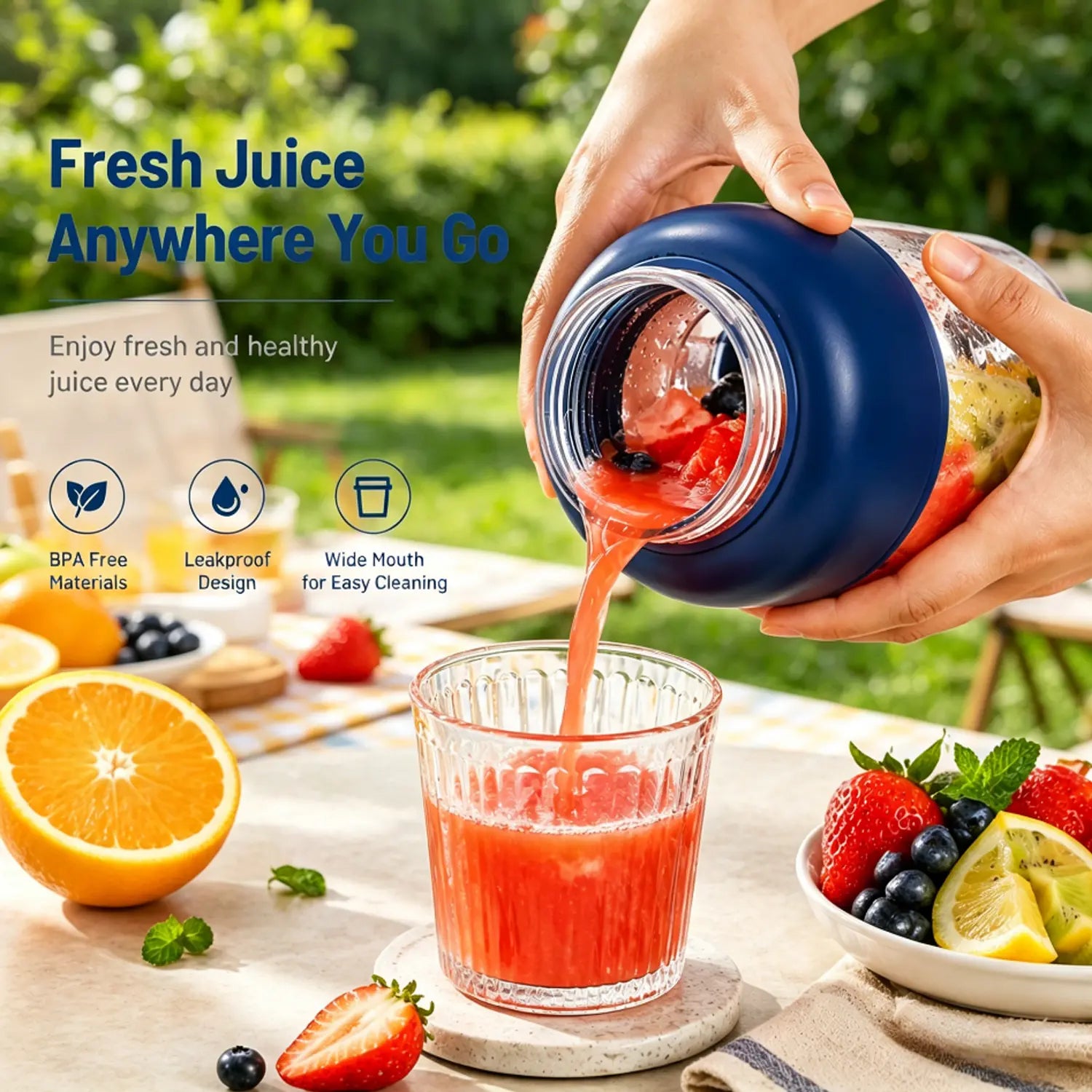 Portable 44Oz Wireless USB Rechargeable Juicer Blender - Perfect for Smoothies, Creams, and Healthy Meals on the Go! Ideal for Camping, Fitness, and Home Use!