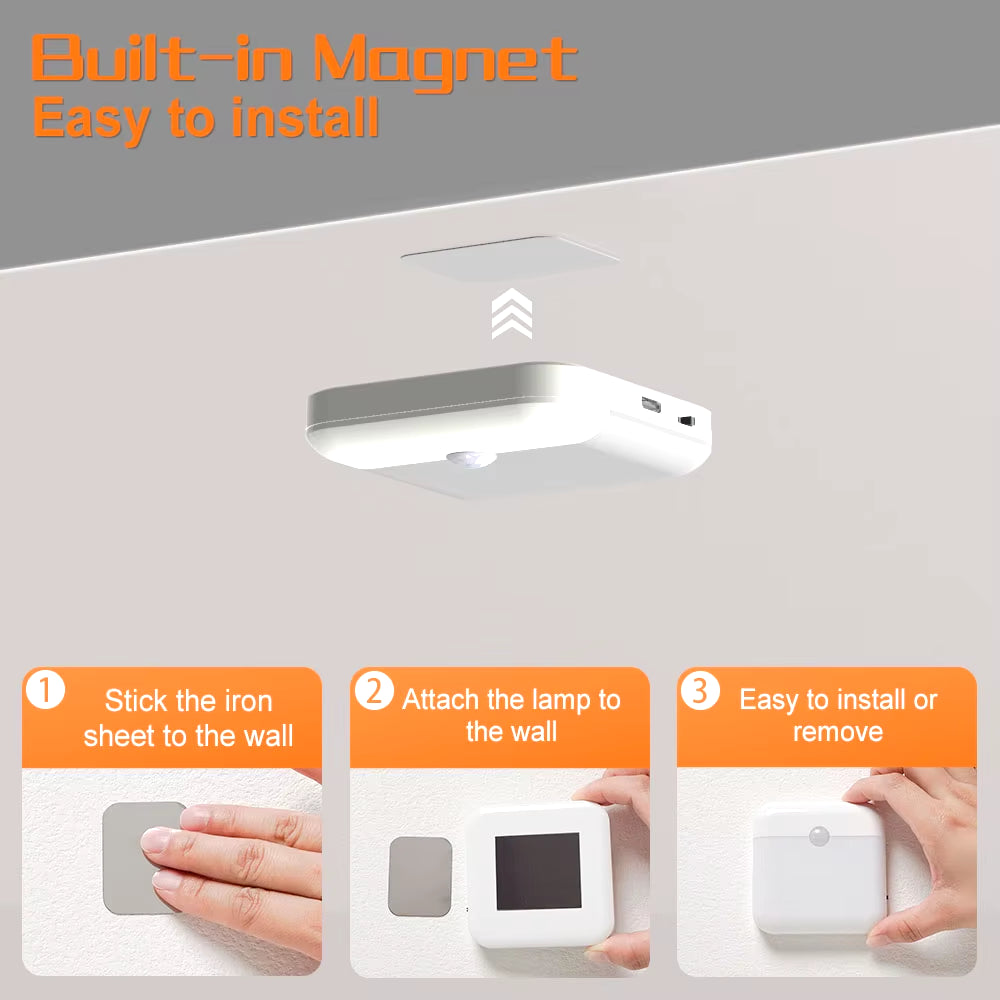 Rechargeable Wireless LED Motion Sensor Night Light - Perfect for Cabinets, Wardrobes, and Staircases