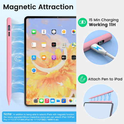 MEKO LED Stylus Pen for iPad (10th/9th/8th/7th/6th Gen), Pro (11"/12.9" M4), Air (5/4/3 M2), Mini (6/5) - Fast Charging, Palm Rejection, Tilt Sensitivity with LED Power Indicator