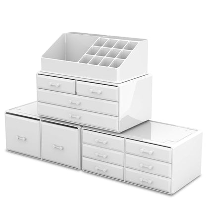 Cosmetic Organizer with 12 Drawer Storage System in White