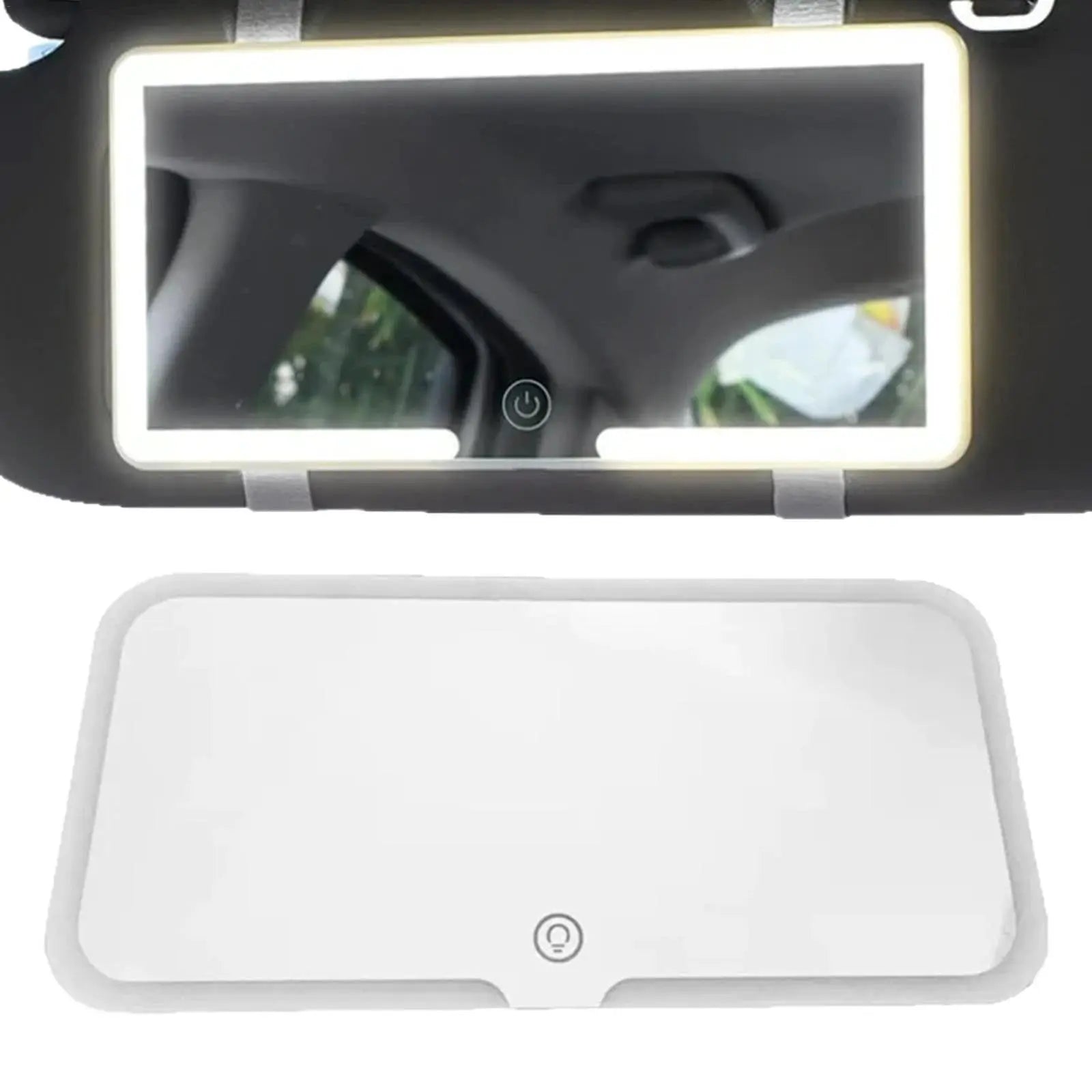 LED Touch Screen Car Sun Visor Makeup Mirror - Adjustable Brightness, Rechargeable HD Vanity Mirror for Stylish Women