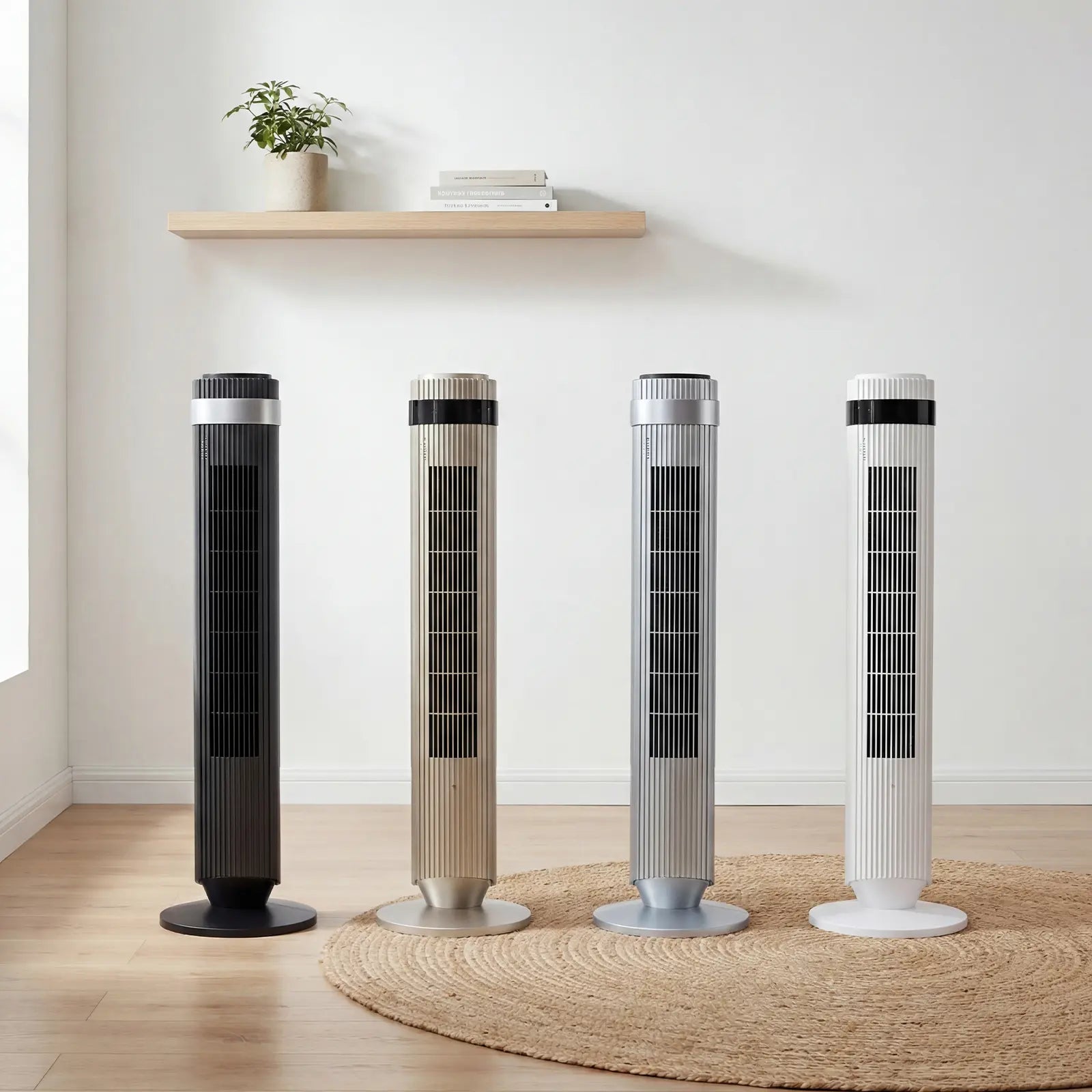 Whisper-Quiet 28dB Tower Fan with 12-Hour Timer & Smart Auto Mode - 64° Oscillating Bladeless Cooling Fan for Bedroom & Home Office