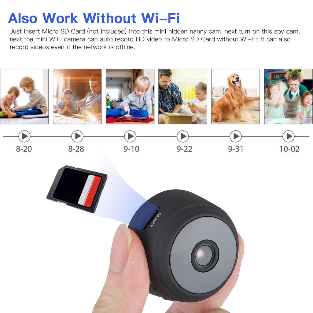 SZDUDU Mini Wireless Security Camera - Full HD 720P, Night Vision, Motion Detection, Perfect for Home, Car, Office, and Outdoor Use