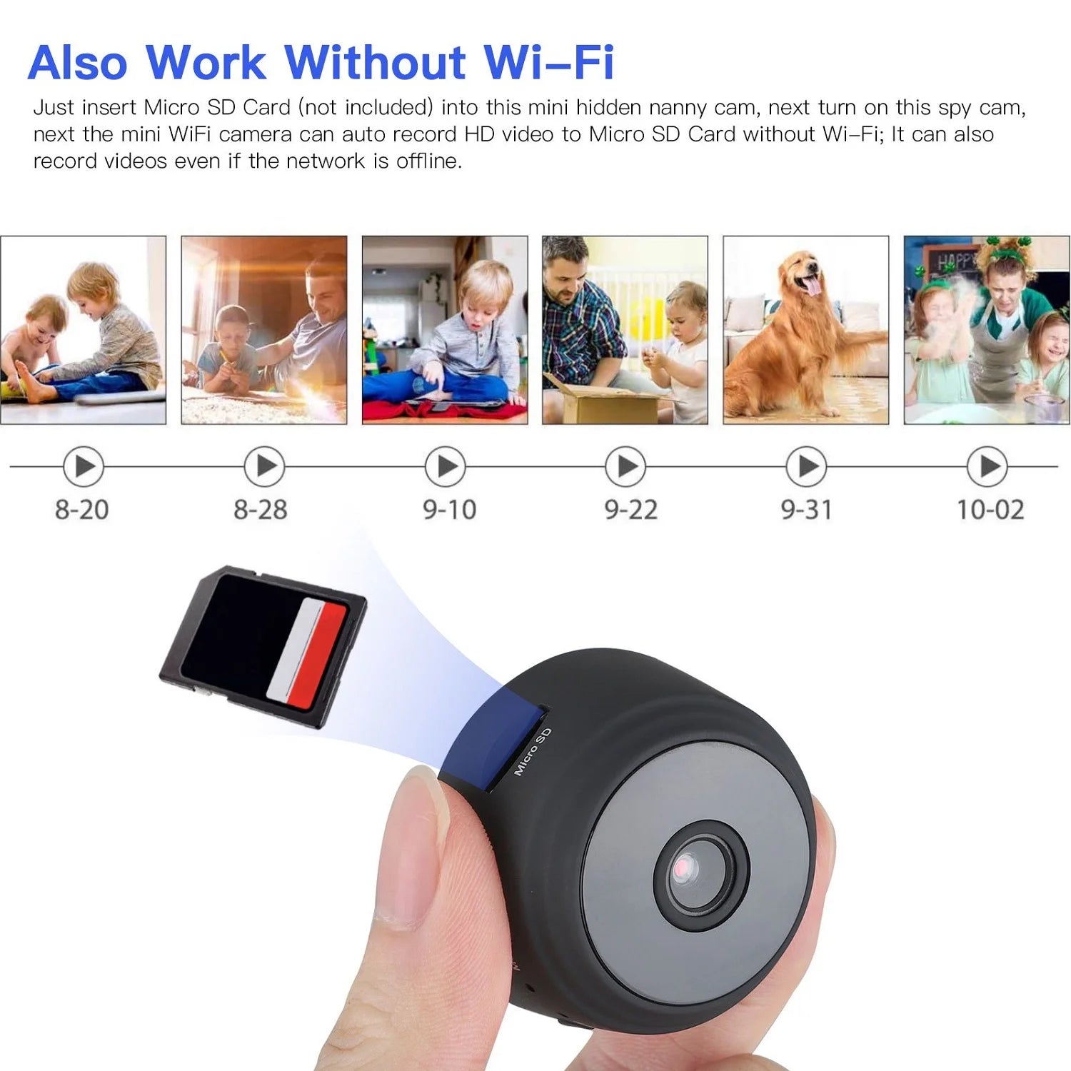 SZDUDU Mini Wireless Security Camera - Full HD 720P, Night Vision, Motion Detection, Perfect for Home, Car, Office, and Outdoor Use