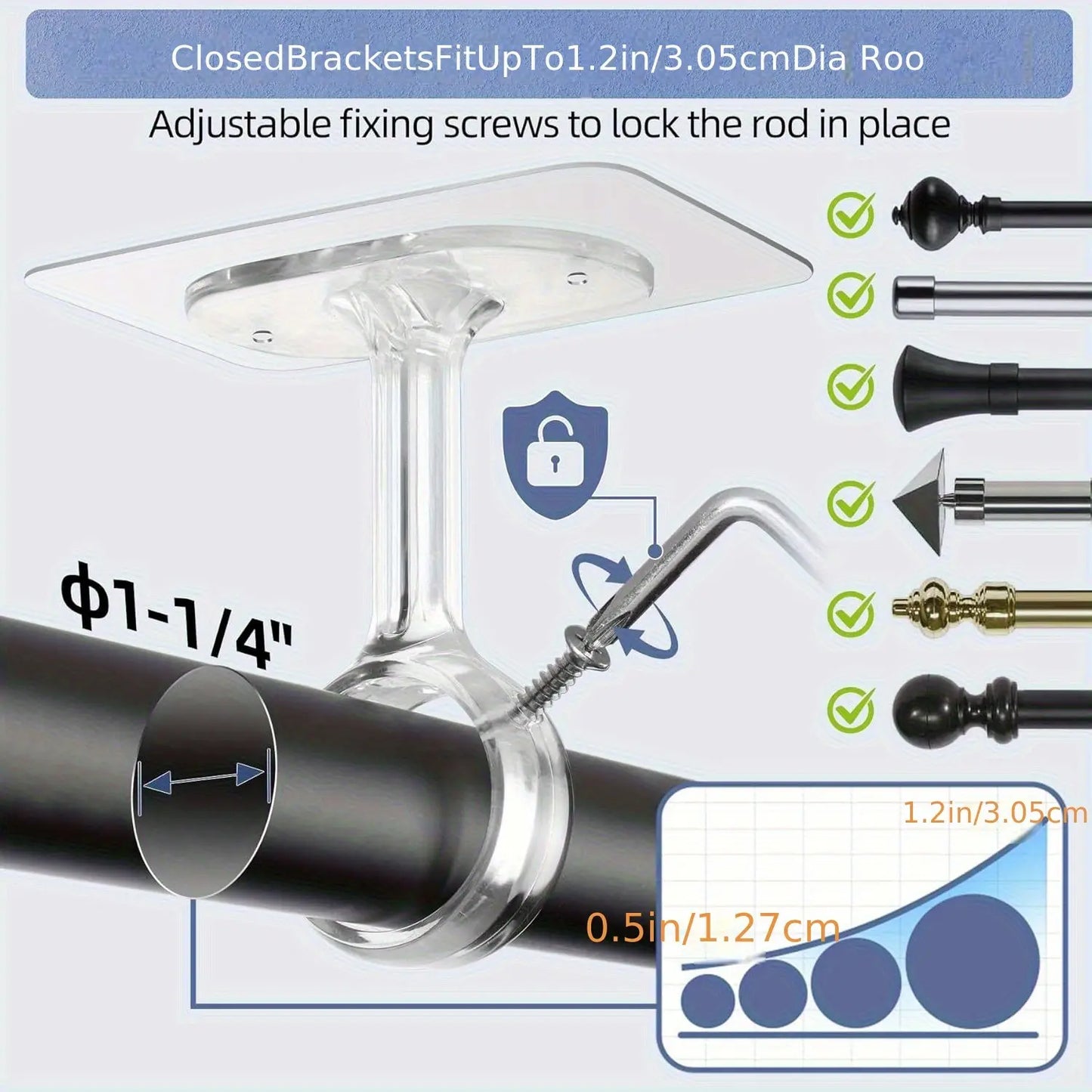 Innovative Drill-Free Ceiling-Mount Curtain Rod Brackets with Easy Self-Adhesive Installation for a Seamless Home Upgrade