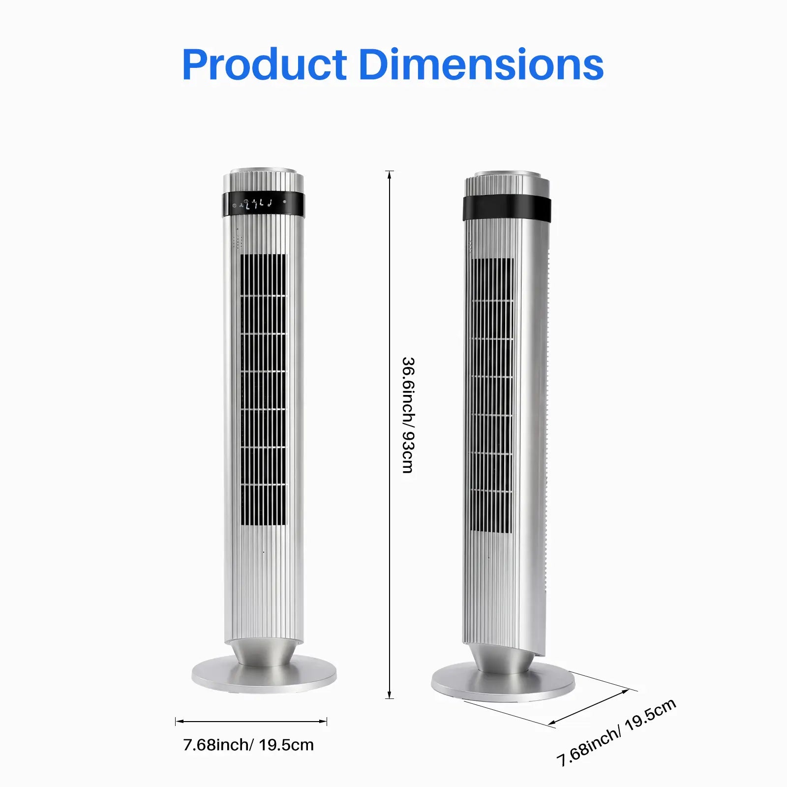 Whisper-Quiet 28dB Tower Fan with 12-Hour Timer & Smart Auto Mode - 64° Oscillating Bladeless Cooling Fan for Bedroom & Home Office