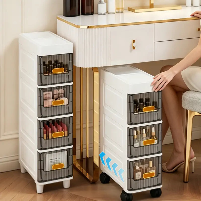 Ultra-Slim 7" Storage Cart - Space-Saving Narrow Drawer Organizer for Bathroom & Kitchen (3/4/5/6 Tier)