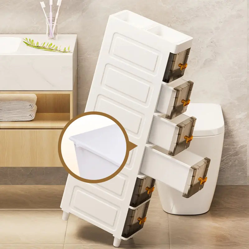 Ultra-Slim 7" Storage Cart - Space-Saving Narrow Drawer Organizer for Bathroom & Kitchen (3/4/5/6 Tier)