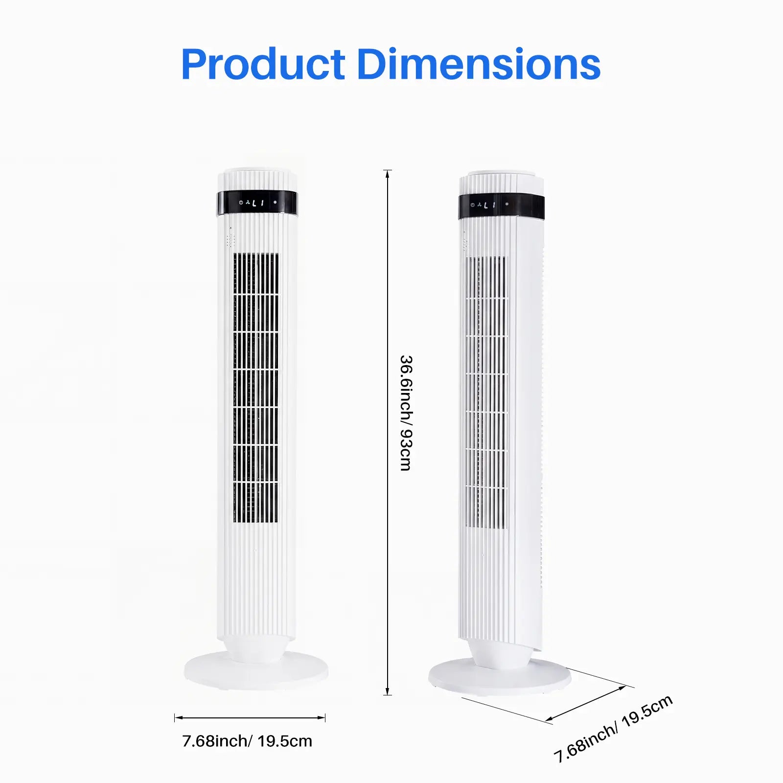 Whisper-Quiet 28dB Tower Fan with 12-Hour Timer & Smart Auto Mode - 64° Oscillating Bladeless Cooling Fan for Bedroom & Home Office