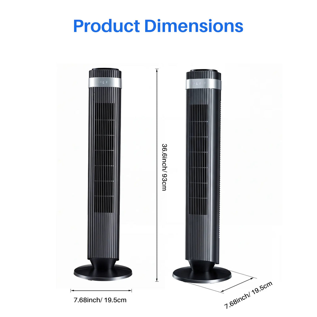 Whisper-Quiet 28dB Tower Fan with 12-Hour Timer & Smart Auto Mode - 64° Oscillating Bladeless Cooling Fan for Bedroom & Home Office