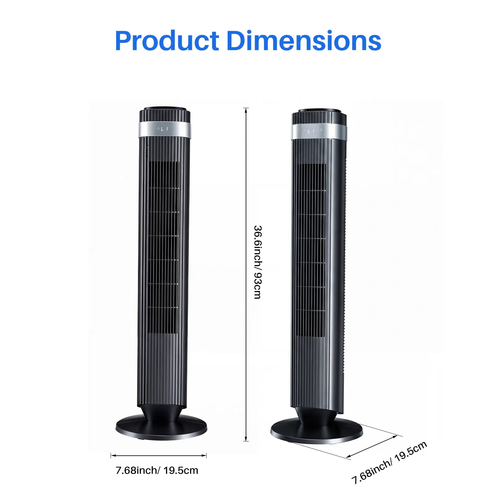 Whisper-Quiet 28dB Tower Fan with 12-Hour Timer & Smart Auto Mode - 64° Oscillating Bladeless Cooling Fan for Bedroom & Home Office