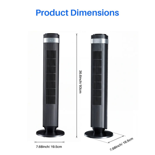 Whisper-Quiet 28dB Tower Fan with 12-Hour Timer & Smart Auto Mode - 64° Oscillating Bladeless Cooling Fan for Bedroom & Home Office