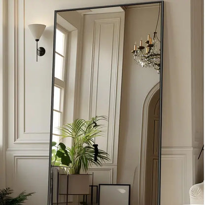 Antok 81" x 41" Arched Full-Length Floor Mirror with Stand, Aluminum Frame, Shatterproof Nano Glass, Modern Home Decor, Gold/Black Rounded Finish