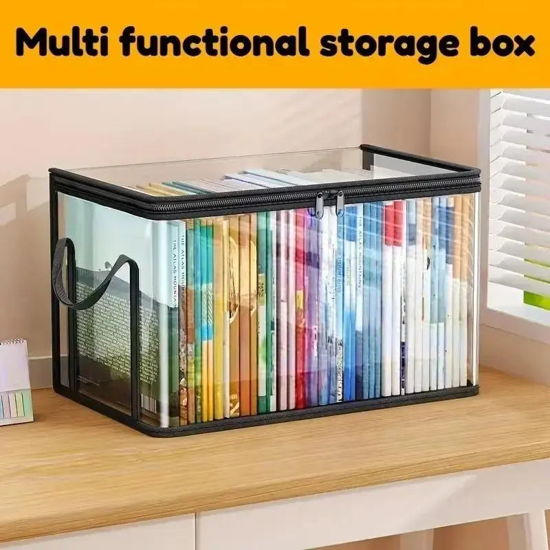 Large Clear Heavy-Duty Plastic Storage Box with Hinged Lid - High Capacity Organizer for Home, Camping, Travel, Attic, and Moving - Free Shipping Available