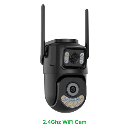 High-Performance Dual Lens PTZ Wifi Security Camera - Auto Tracking Outdoor CCTV with 2.4Ghz & 5Ghz Connectivity