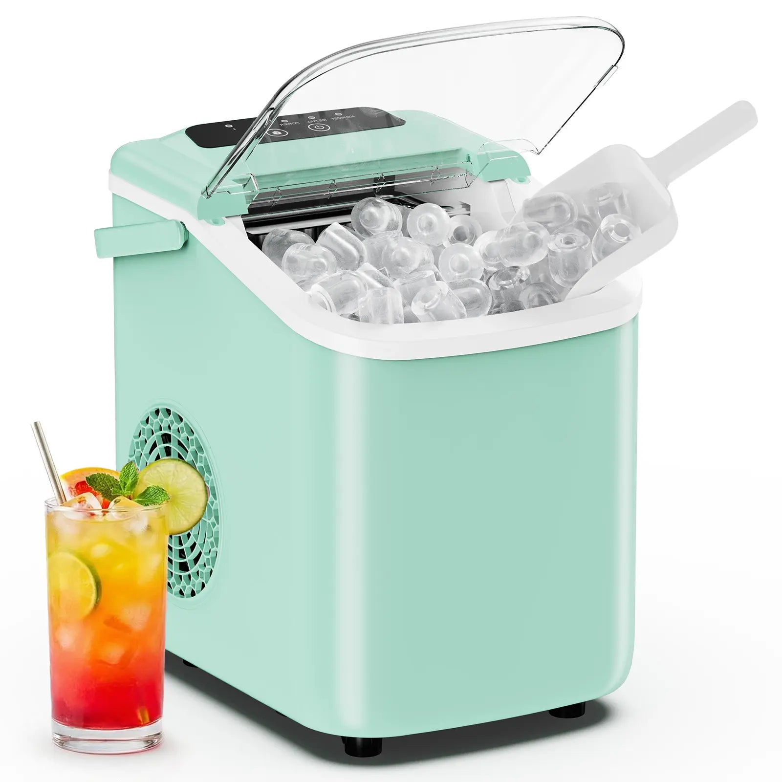 Portable Countertop Ice Maker - 9 Bullet Ice Cubes in 6 Mins, 26Lbs Daily, Auto-Cleaning, Includes Basket & Scoop - Perfect for Home, Kitchen, RV & Camping