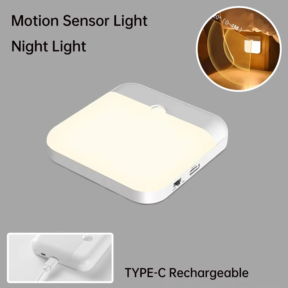 Rechargeable Wireless LED Motion Sensor Night Light - Perfect for Cabinets, Wardrobes, and Staircases