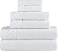 CTT Luxury 6-Piece Towel Set - 100% Turkish Cotton, Quick-Drying, Highly Absorbent, Includes 2 Bath Towels, 2 Hand Towels, and 2 Washcloths in White