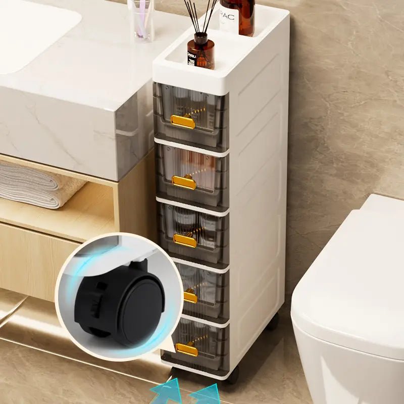Ultra-Slim 7" Storage Cart - Space-Saving Narrow Drawer Organizer for Bathroom & Kitchen (3/4/5/6 Tier)